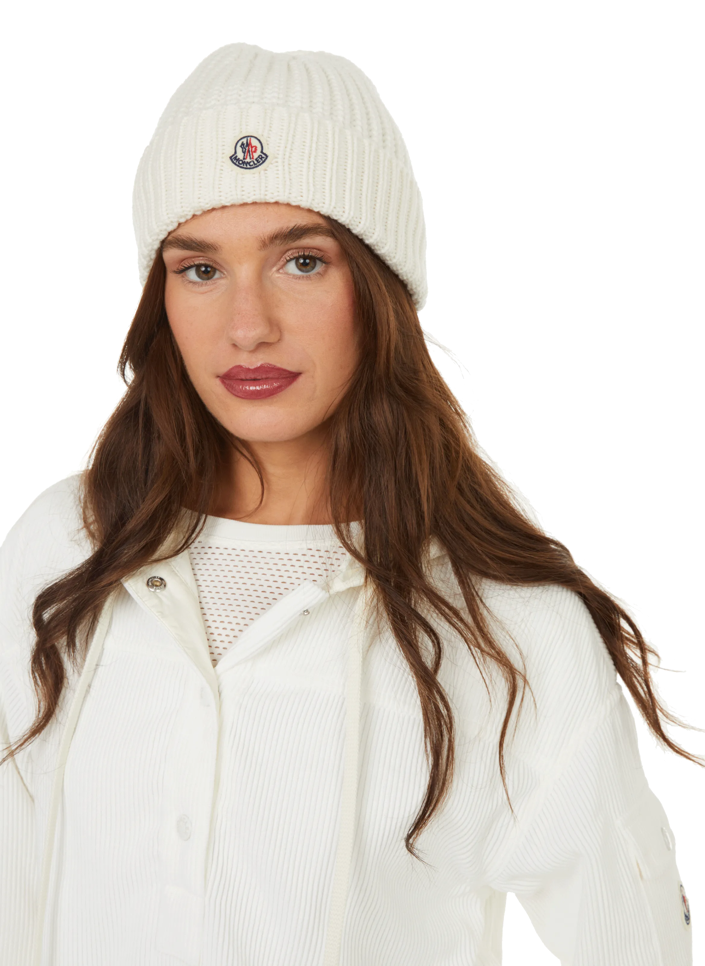 MONCLER  Sweatshirt en maille côtelée - Blanc