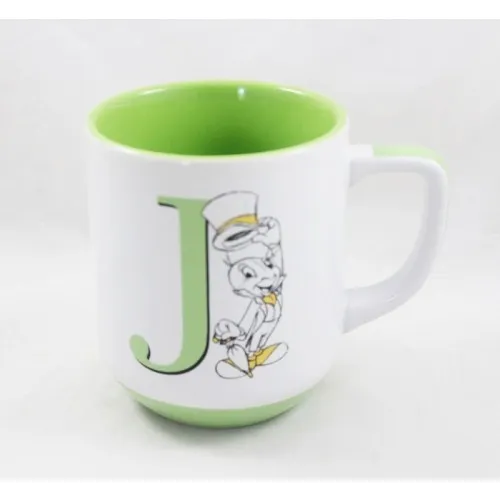 Mug Jiminy Cricket DISNEYLAND PARIS Pinocchio lettre J tasse blanc ...