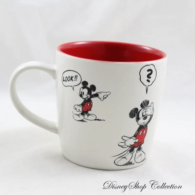 Mug Mickey DISNEYLAND PARIS croquis BD bande dessinée blanc céramiq...