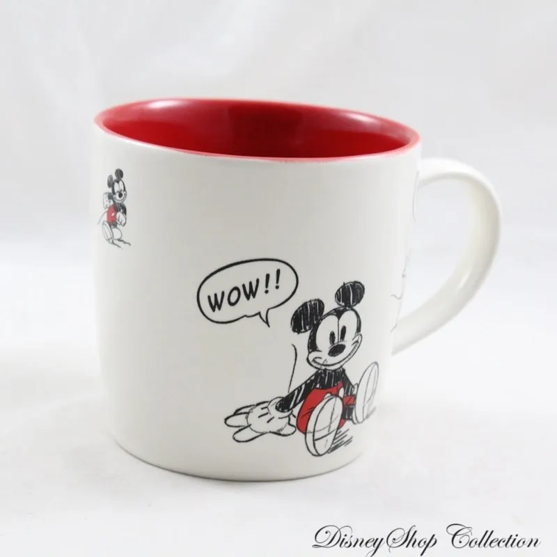 Mug Mickey DISNEYLAND PARIS croquis BD bande dessinée blanc céramiq...