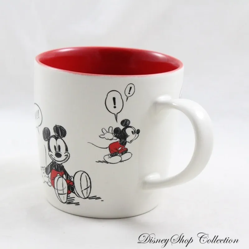 Mug Mickey DISNEYLAND PARIS croquis BD bande dessinée blanc céramiq...