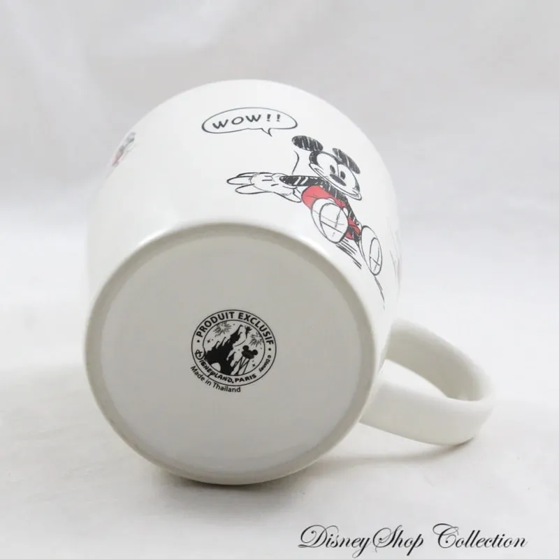 Mug Mickey DISNEYLAND PARIS croquis BD bande dessinée blanc céramiq...