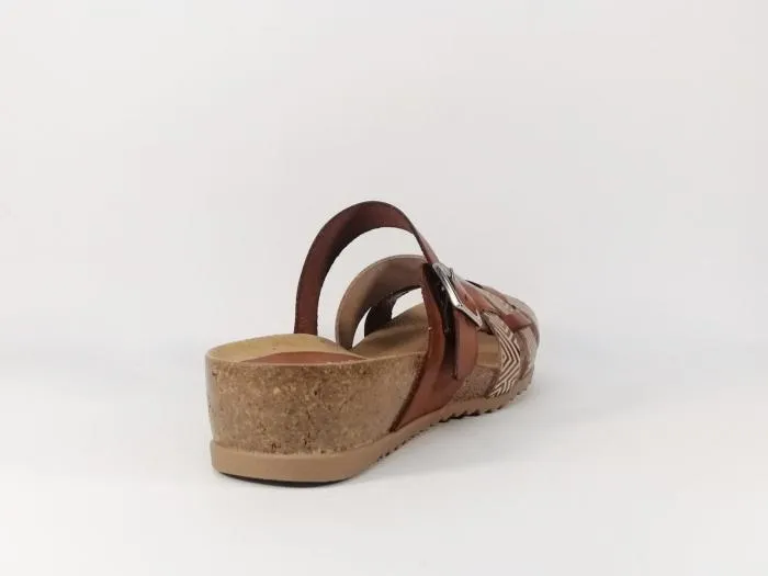 Mule confot en cuir camel fabriquée en Espagne JORDANA 3402 femme