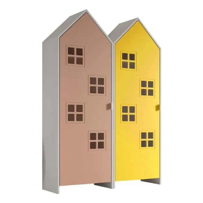 Pack - 2 Armoires Enfant "Casami Bruges" 171cm Rose & Jaune