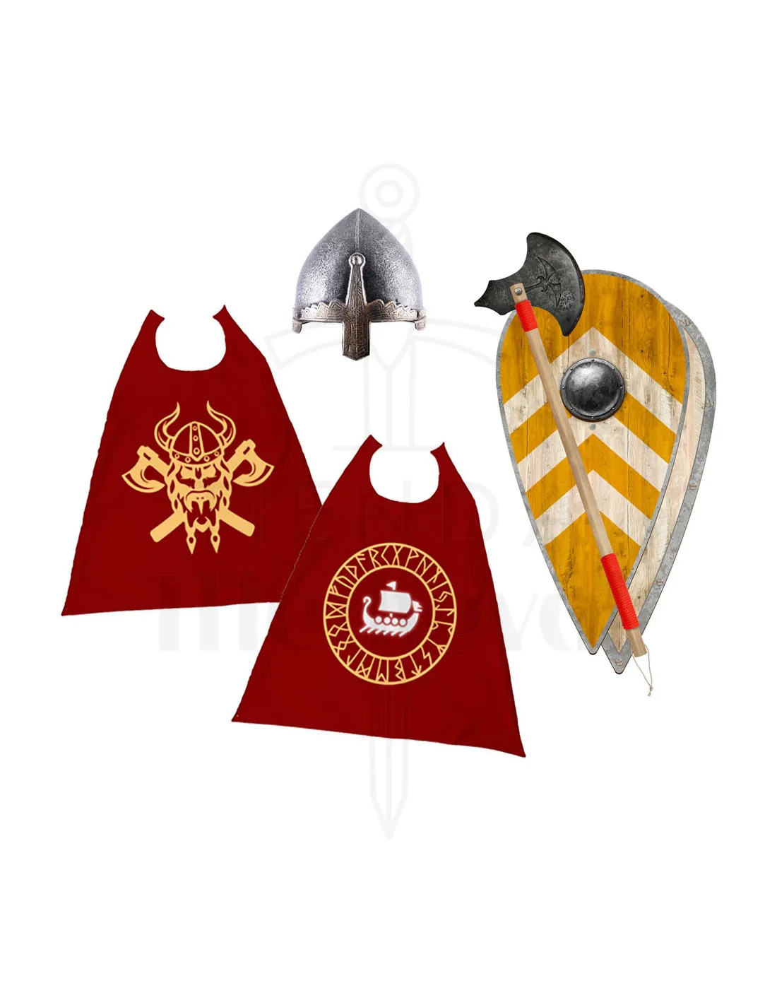 Pack garçon Ragnarsson : Hache, bouclier, cape et casque ⚔️ Boutique Épées