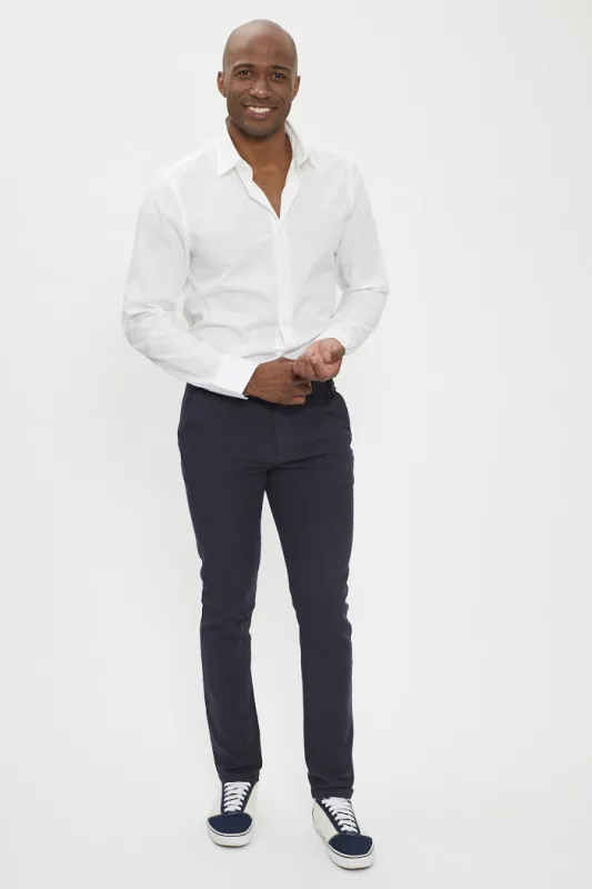 Pantalon chino structured straight navy