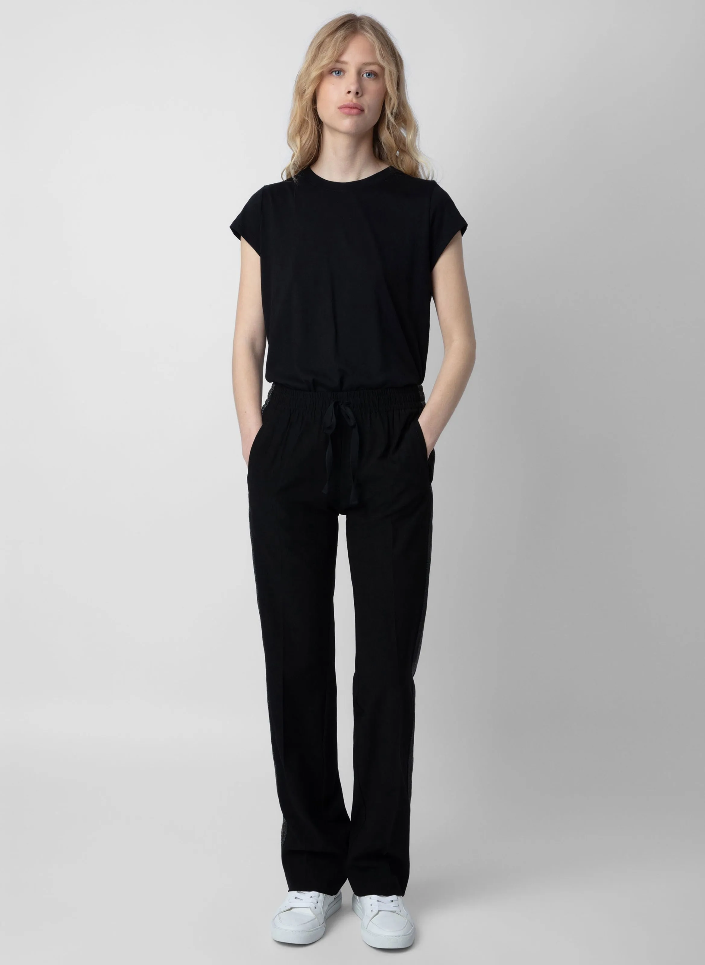 PANTALON FLUIDE DROIT à BANDES POMY - ZADIG&VOLTAIRE pour FEMME | Printemps