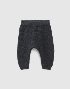 Pantalon gris chiné en tricot coton bio bébé