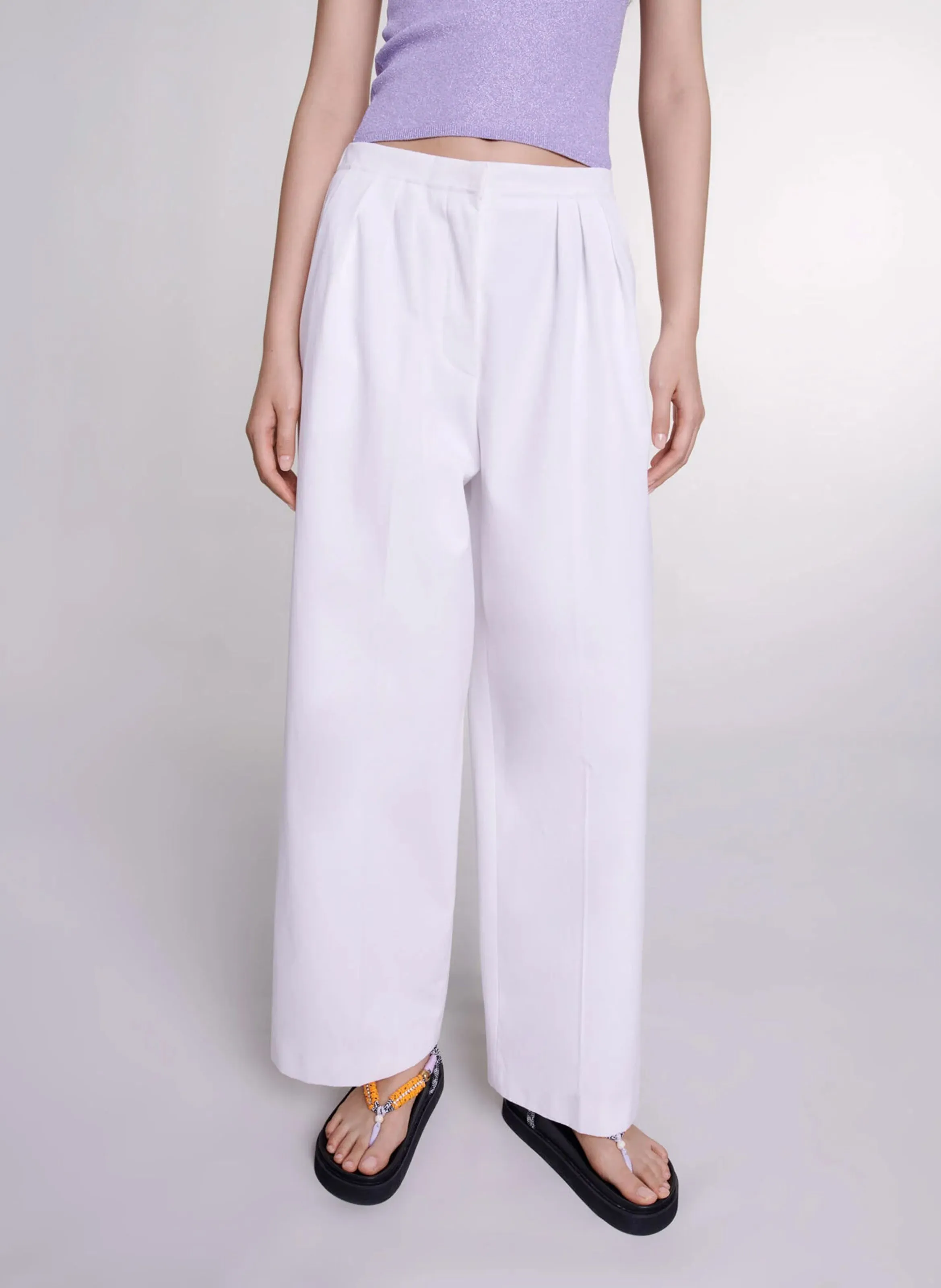 PANTALON LARGE EN COTON - MAJE pour FEMME | Printemps