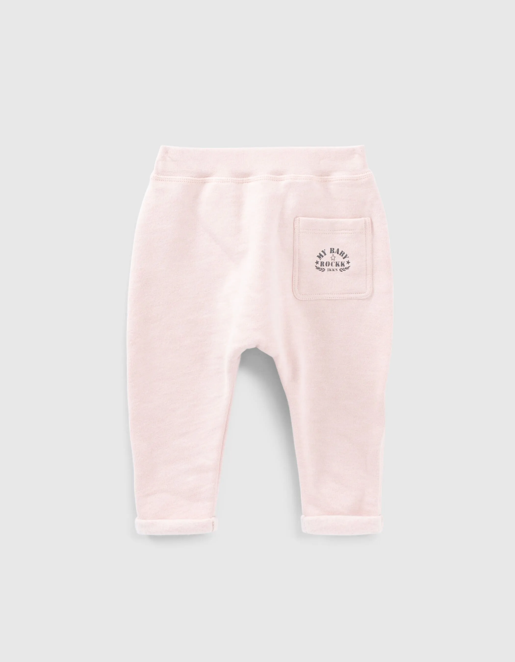 Pantalon rose pâle molleton bio bébé