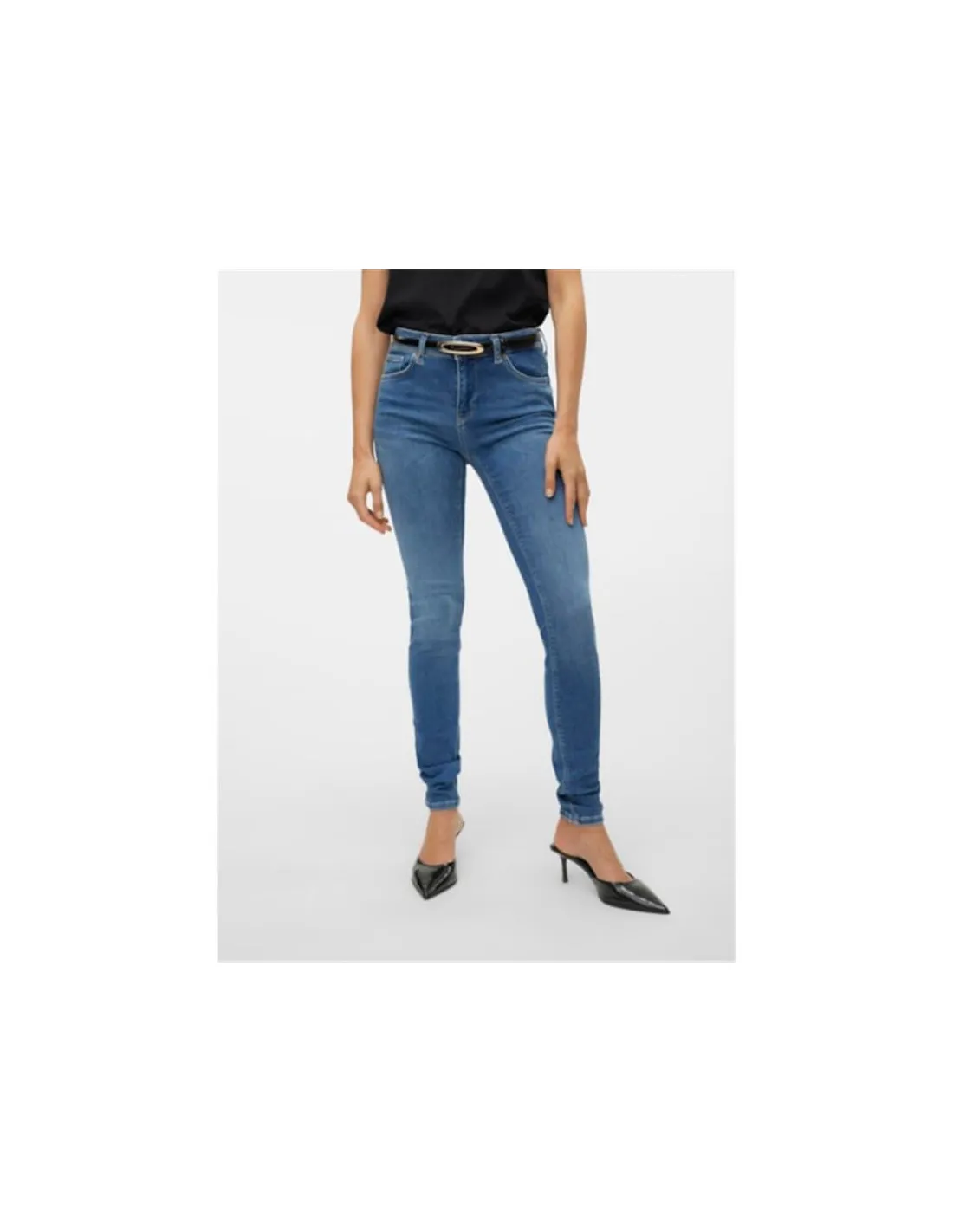 Pantalon Vero Moda lux Mrlim Jeansi310 Bleu moyen Denim Femme