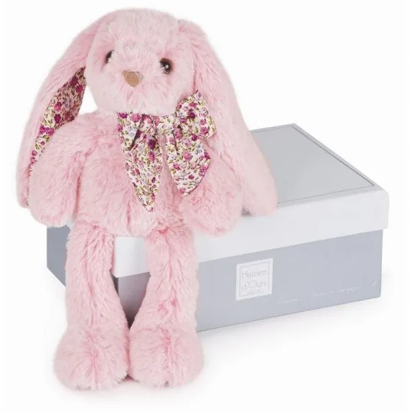 Peluche lapin rose Copains Câlins 25 cm