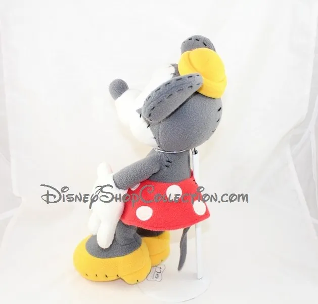 Peluche Minnie DISNEYLAND PARIS retro gris blanc jupe rouge Disney ...