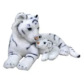 PELUCHE MUM ET BABY TIGRE BLANC 38 CM