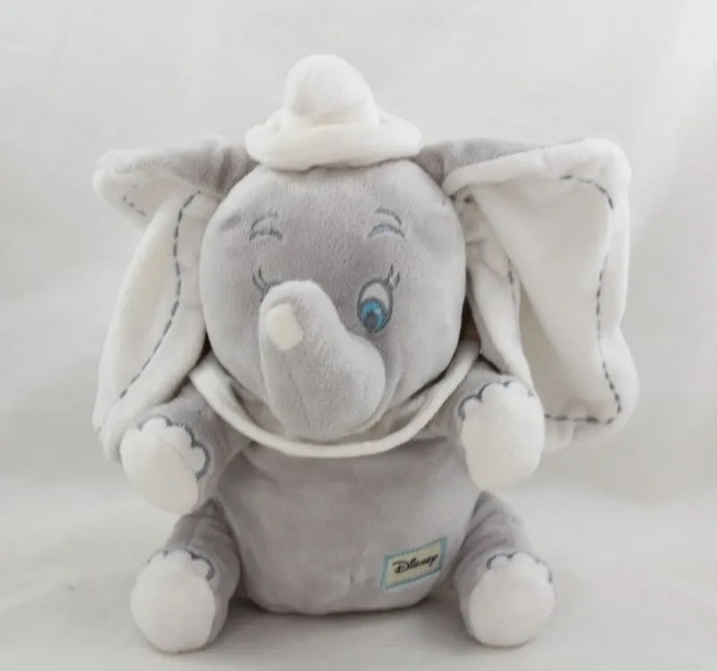 Peluche éléphant Dumbo DISNEY NICOTOY gris blanc assis coutures ore...