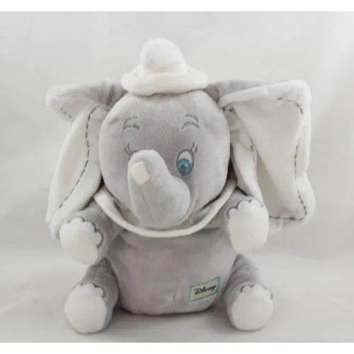 Peluche éléphant Dumbo DISNEY NICOTOY gris blanc assis coutures ore...