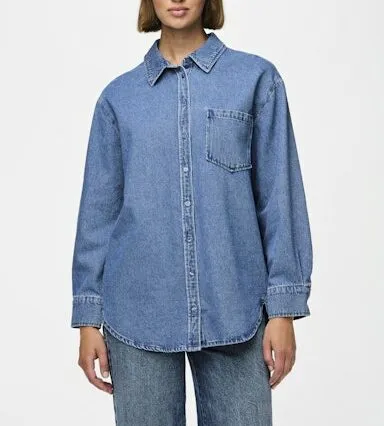 PIECES Chemise Oversize Femme Medium Blue Denim