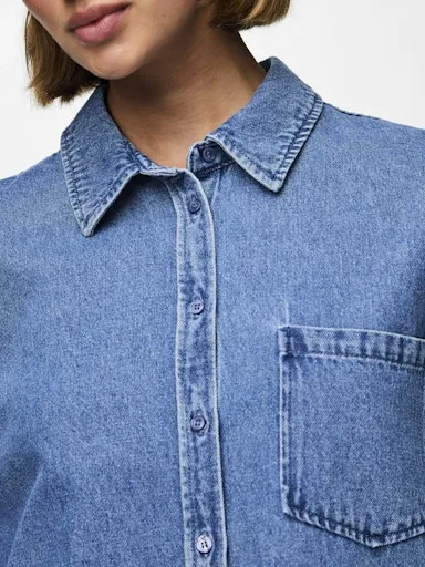 PIECES Chemise Oversize Femme Medium Blue Denim