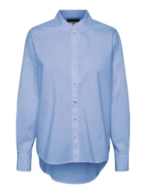 PIECES PCTANNE Chemise Oversize Bleu en Coton Bio