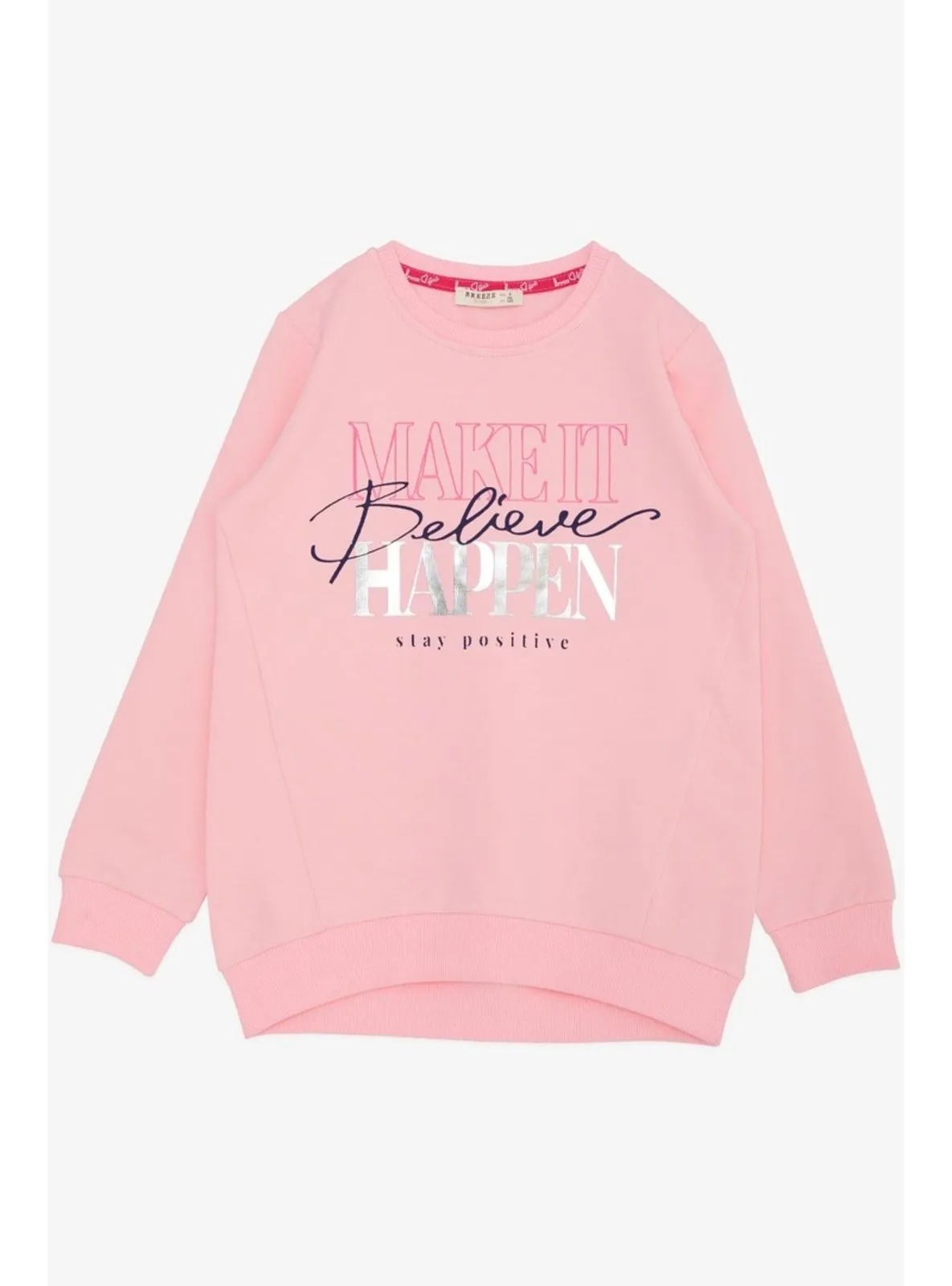 Pink - 300gr - Girls` Sweatshirt