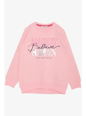 Pink - 300gr - Girls` Sweatshirt