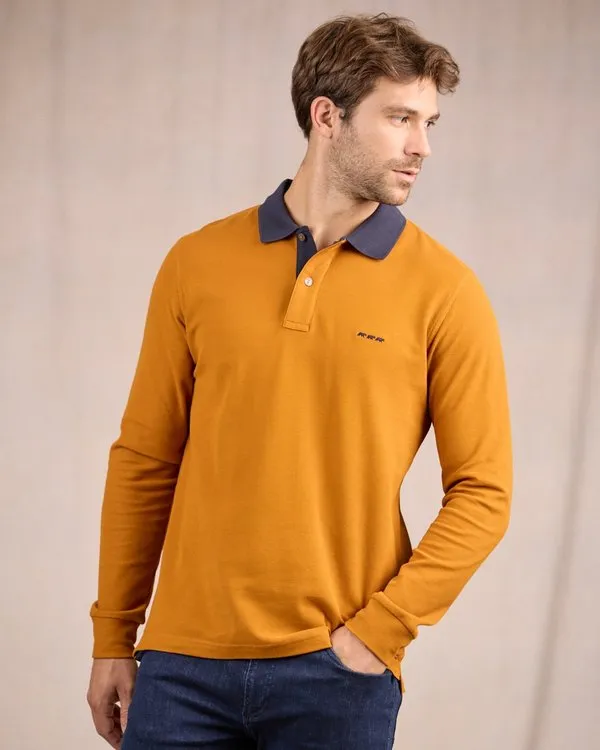 Polo au col contrastant orange 