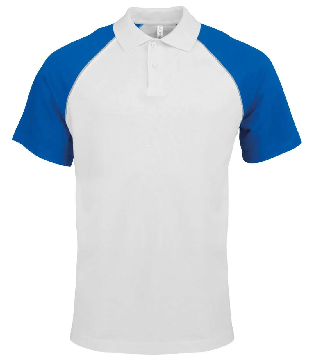 Polo bicolore baseball homme - K226 - blanc - royal - manches courtes