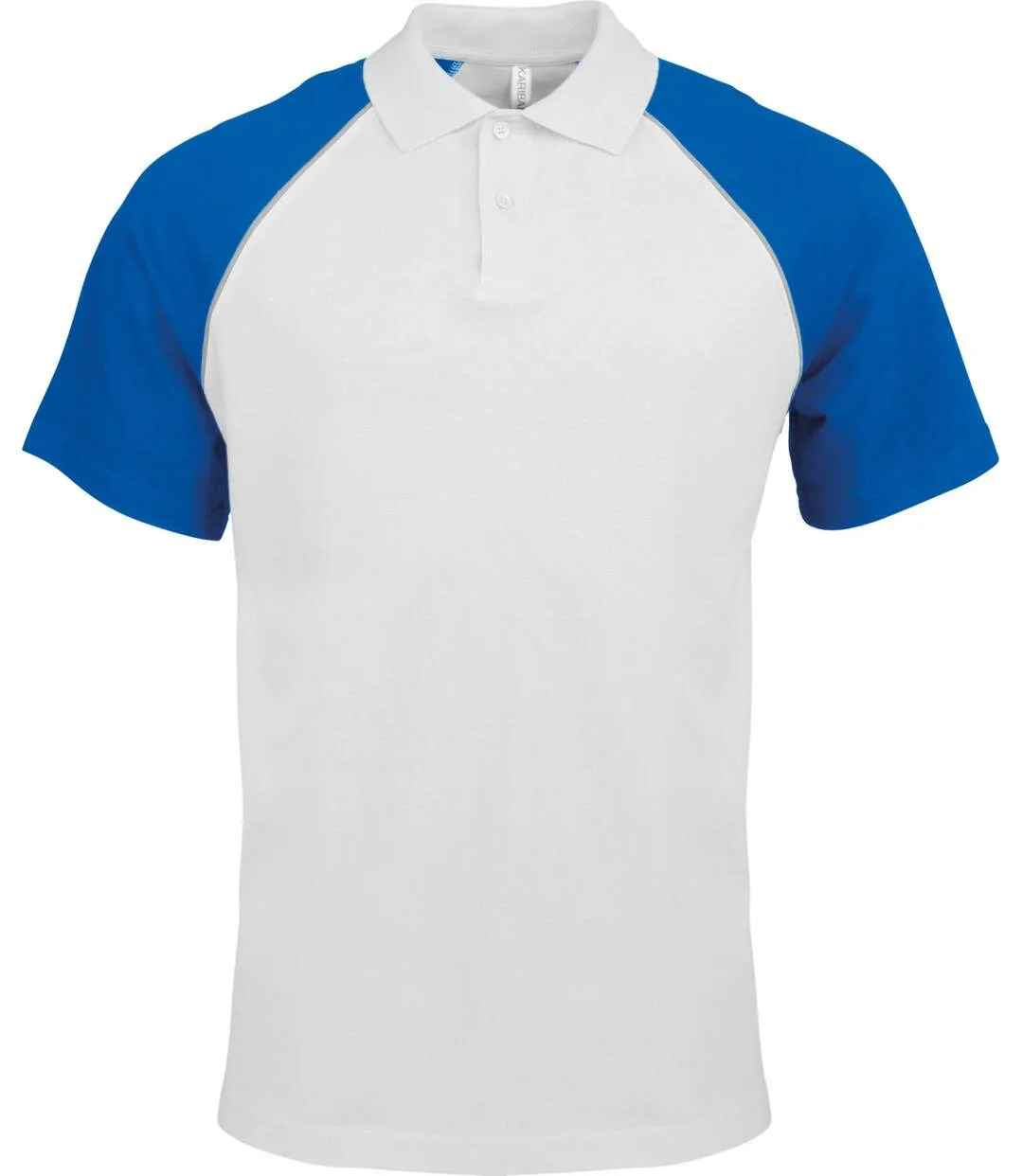 Polo bicolore baseball homme - K226 - blanc - royal - manches courtes