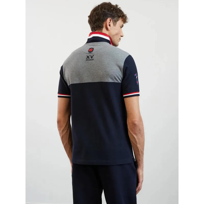 Polo bicolore feinte de passe bleu gris homme - Eden Park | wimod