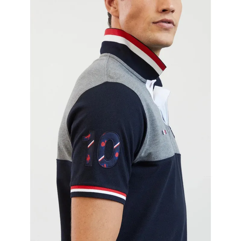 Polo bicolore feinte de passe bleu gris homme - Eden Park | wimod