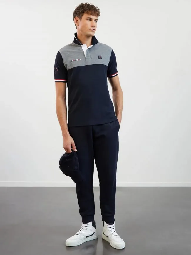 Polo bicolore feinte de passe bleu gris homme - Eden Park | wimod