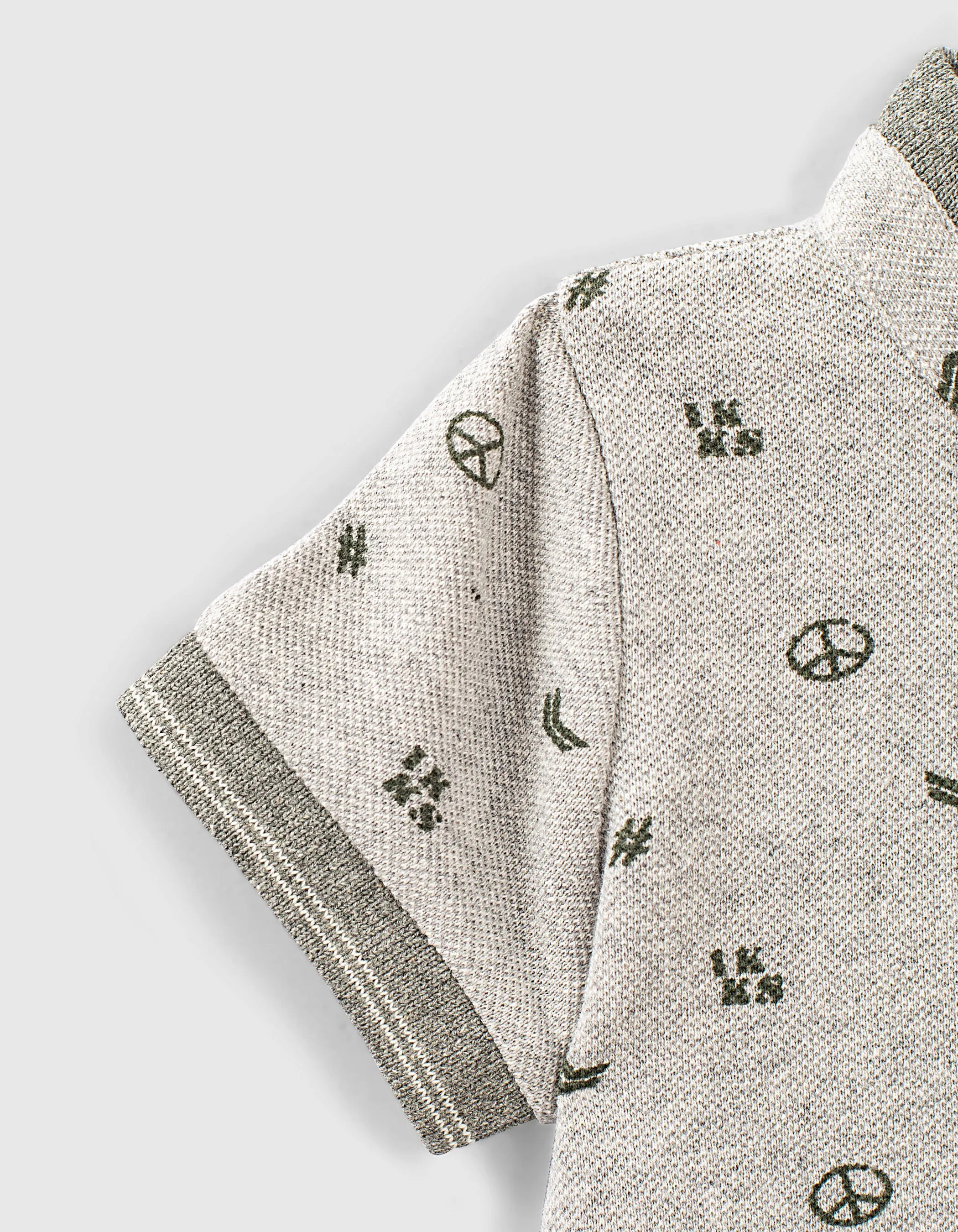 Polo gris chiné moyen imprimé mini motifs bébé garçon 