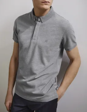 Polo SLIM gris chiné bi-matière Homme