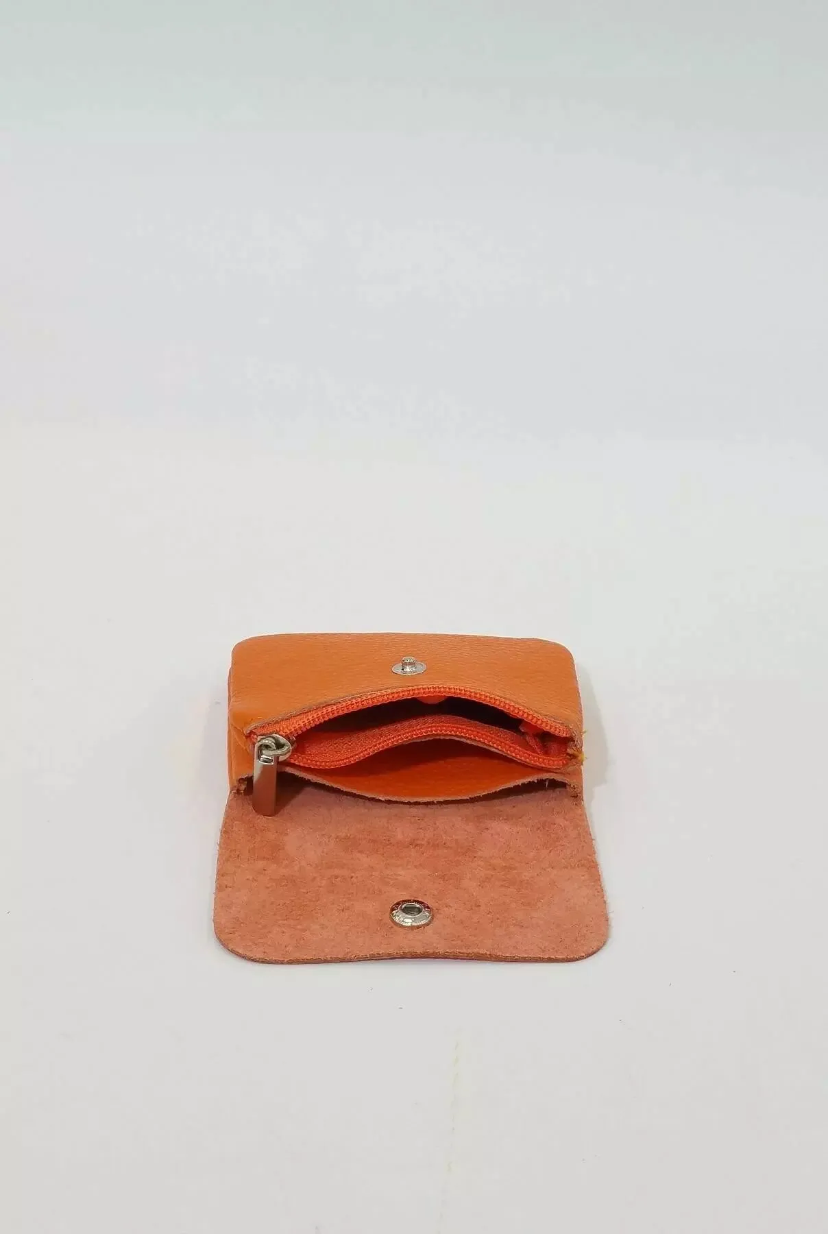 Porte monnaie cuir 3 compartiments orange basique