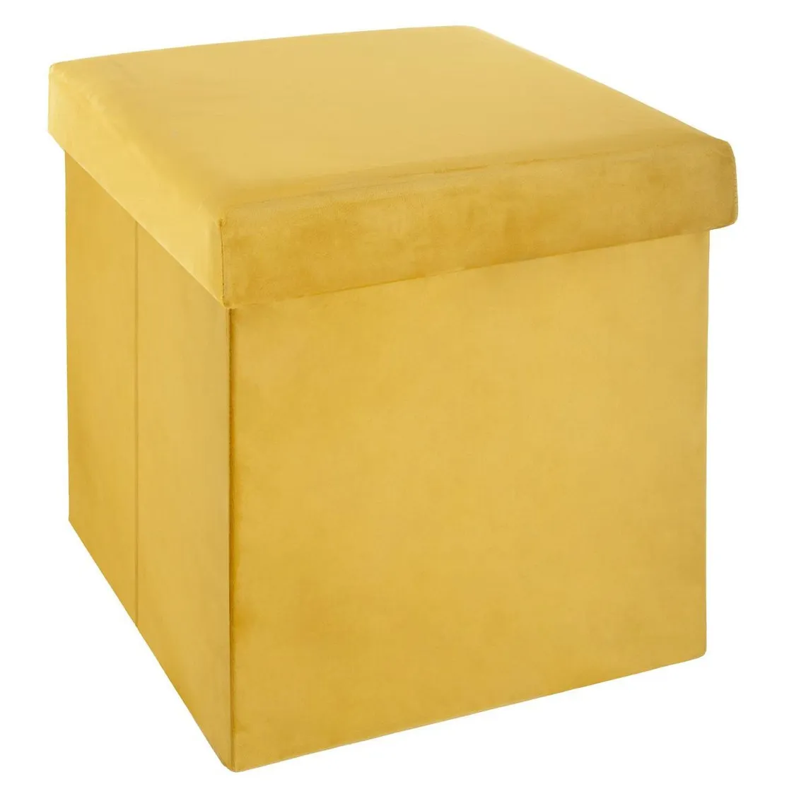 Pouf pliant velours jaune Tess | 3 Suisses