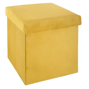 Pouf pliant velours jaune Tess | 3 Suisses