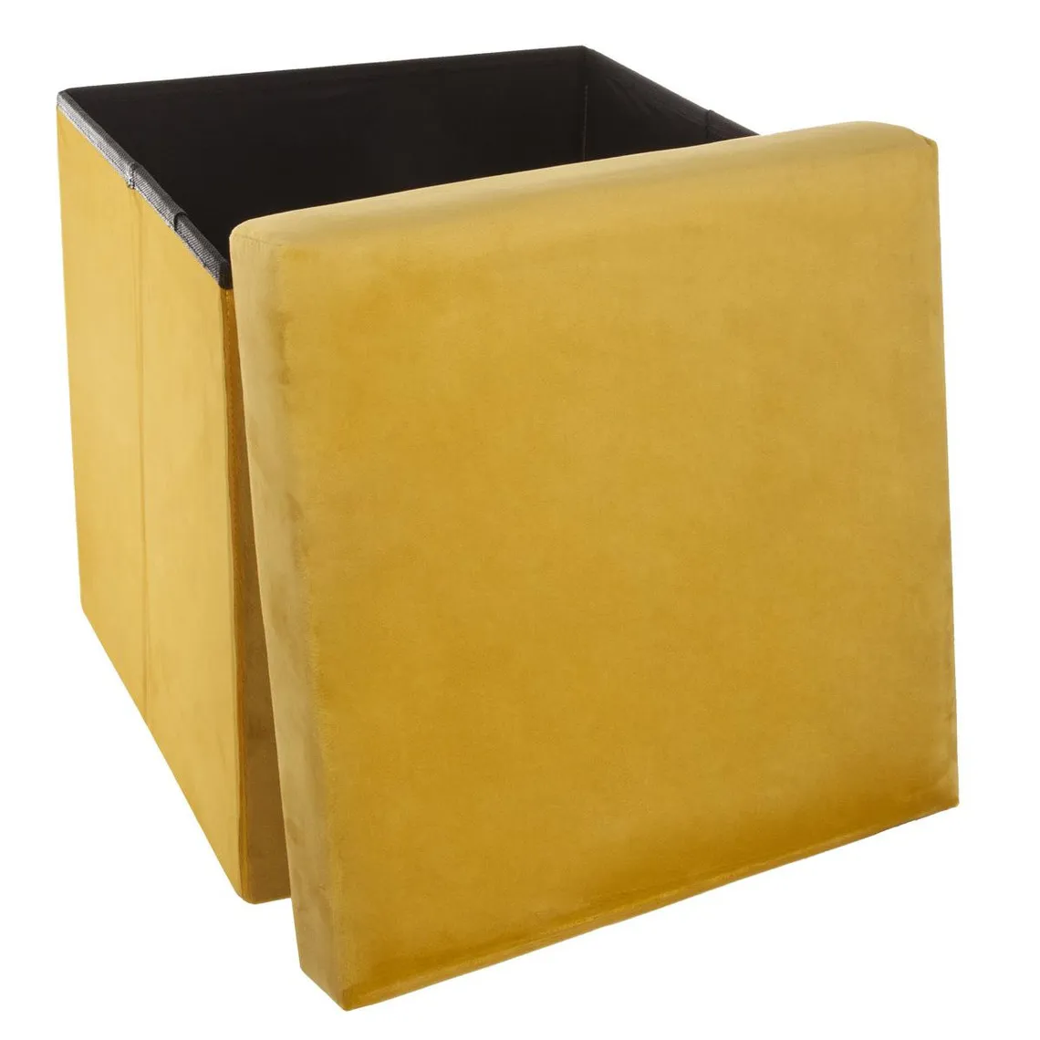 Pouf pliant velours jaune Tess | 3 Suisses