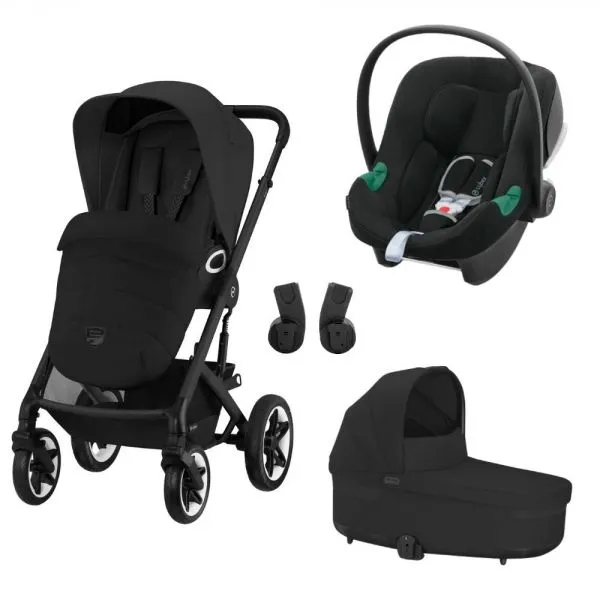 Poussette trio Talos S Lux - châssis Noir - Moon Black + Siège auto Aton B2 i-Size + Nacelle Cot S