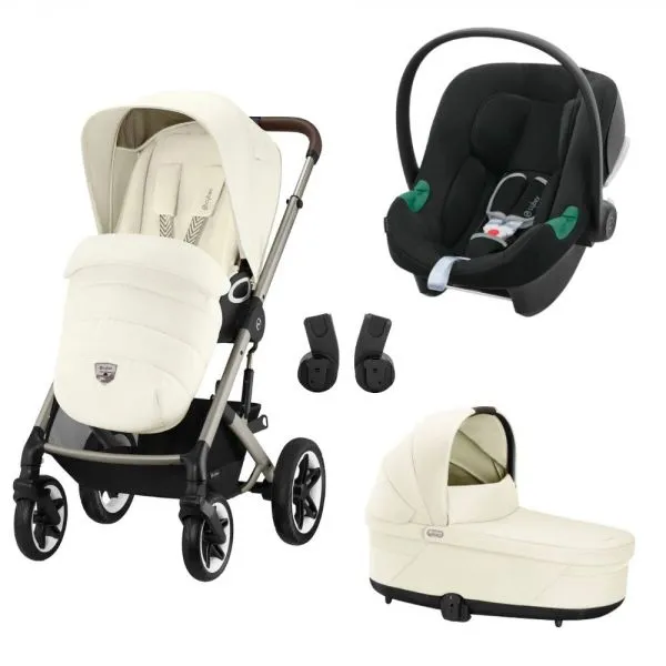 Poussette trio Talos S Lux - châssis taupe - Seashell Beige + Siège auto Aton B2 i-Size + Nacelle Cot S