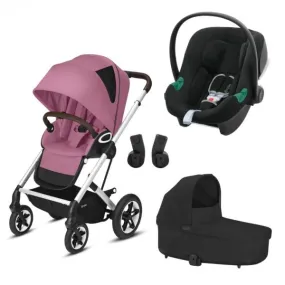 Poussette trio Talos S Lux - Magnolia Pink - châssis argent + Siège auto Aton B2 i-Size + Nacelle Cot S