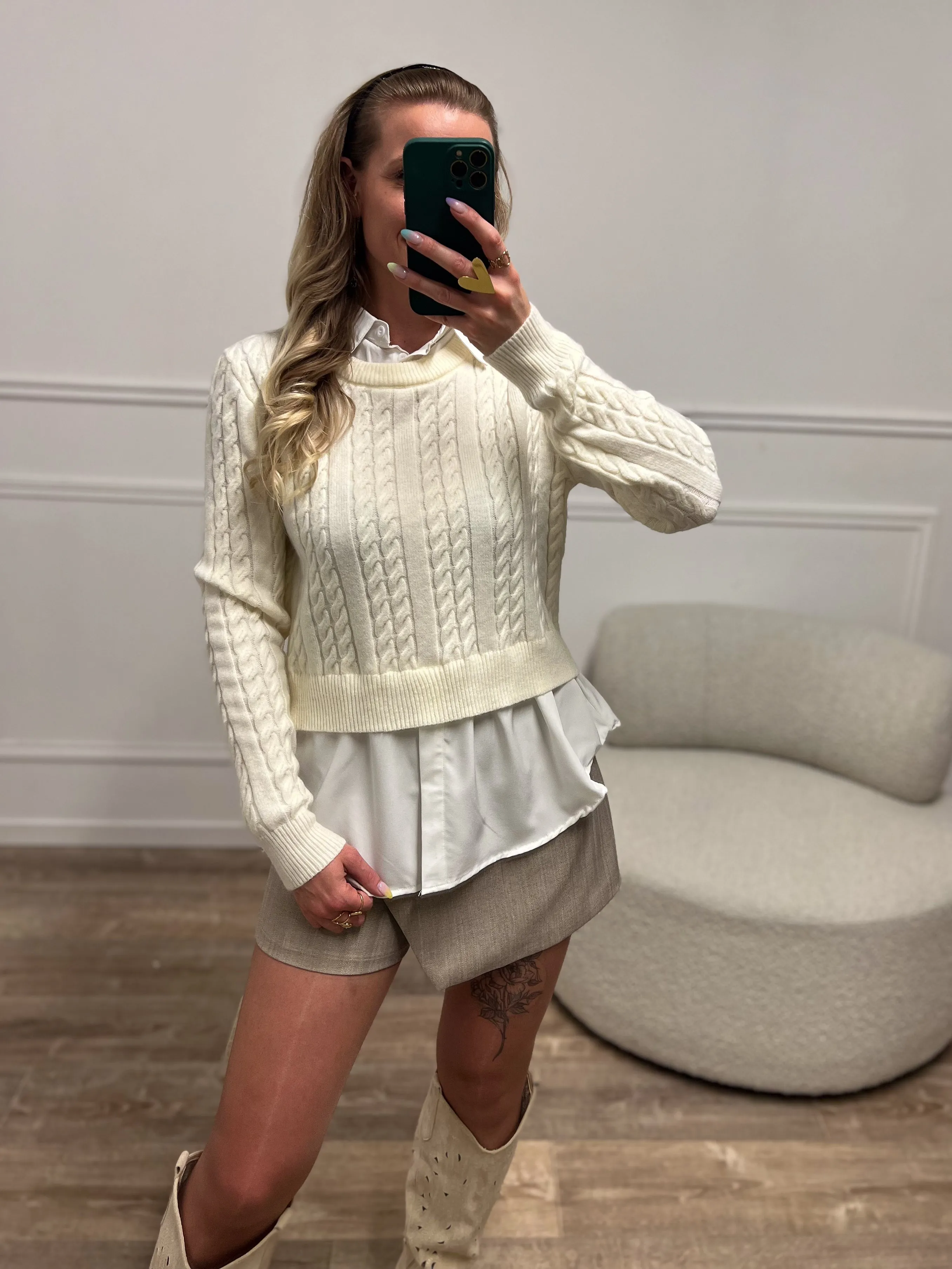 Pull chemise MILA écru