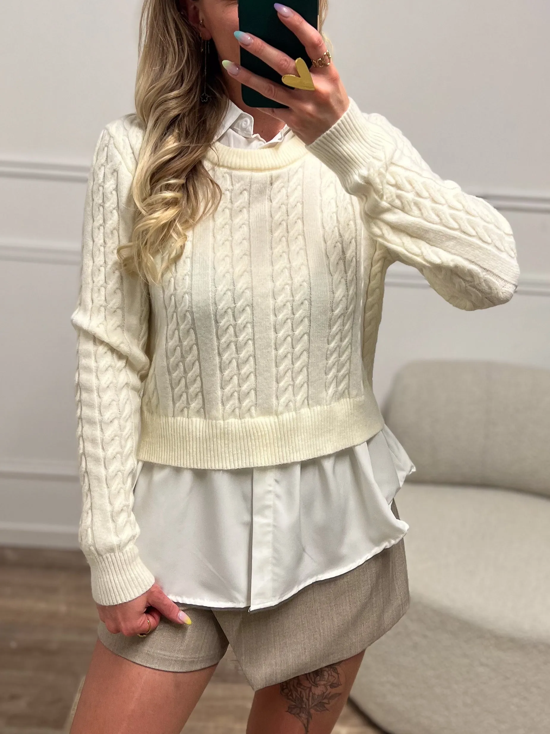 Pull chemise MILA écru