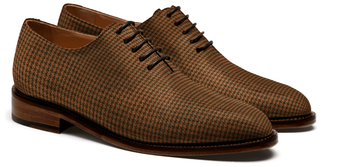 Richelieu whole-cut en tweed marron