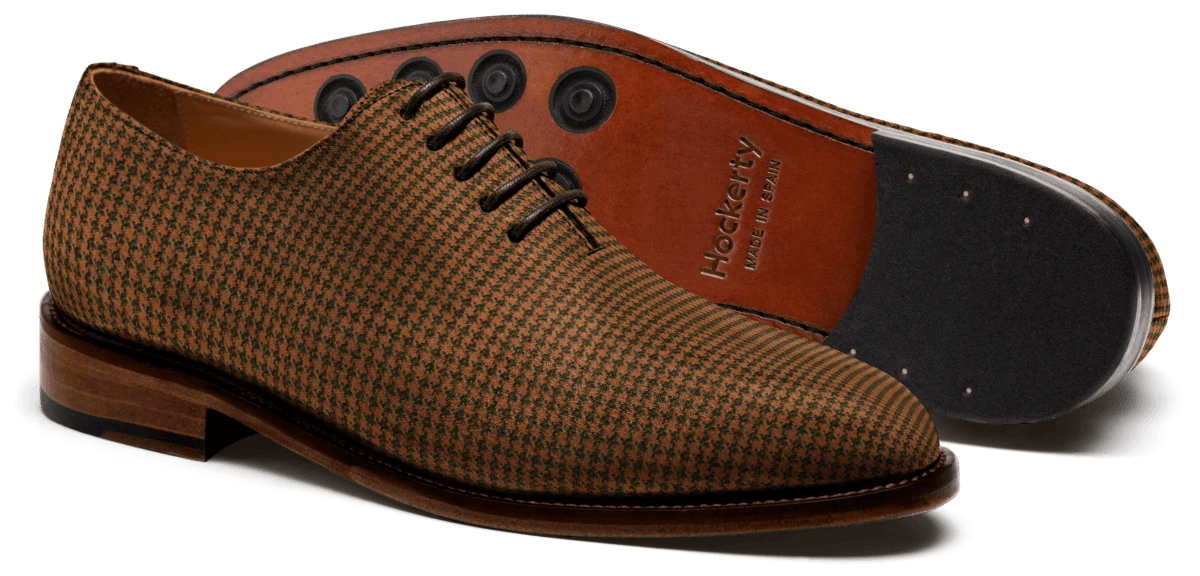 Richelieu whole-cut en tweed marron