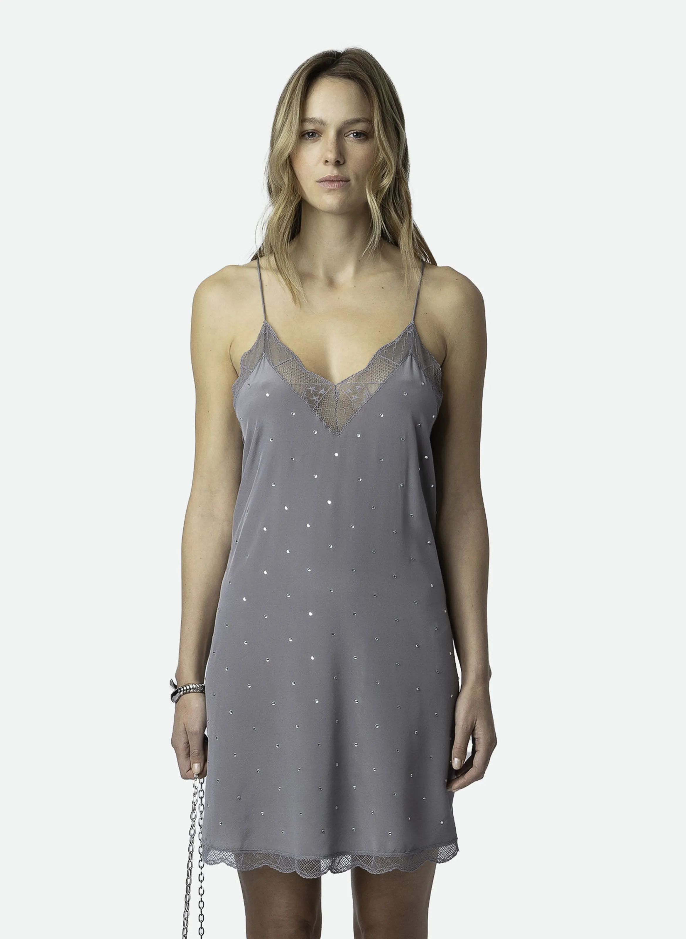 ROBE COURTE CARACO à STRASS EN SOIE RISTYZ - ZADIG&VOLTAIRE pour FEMME | Printemps