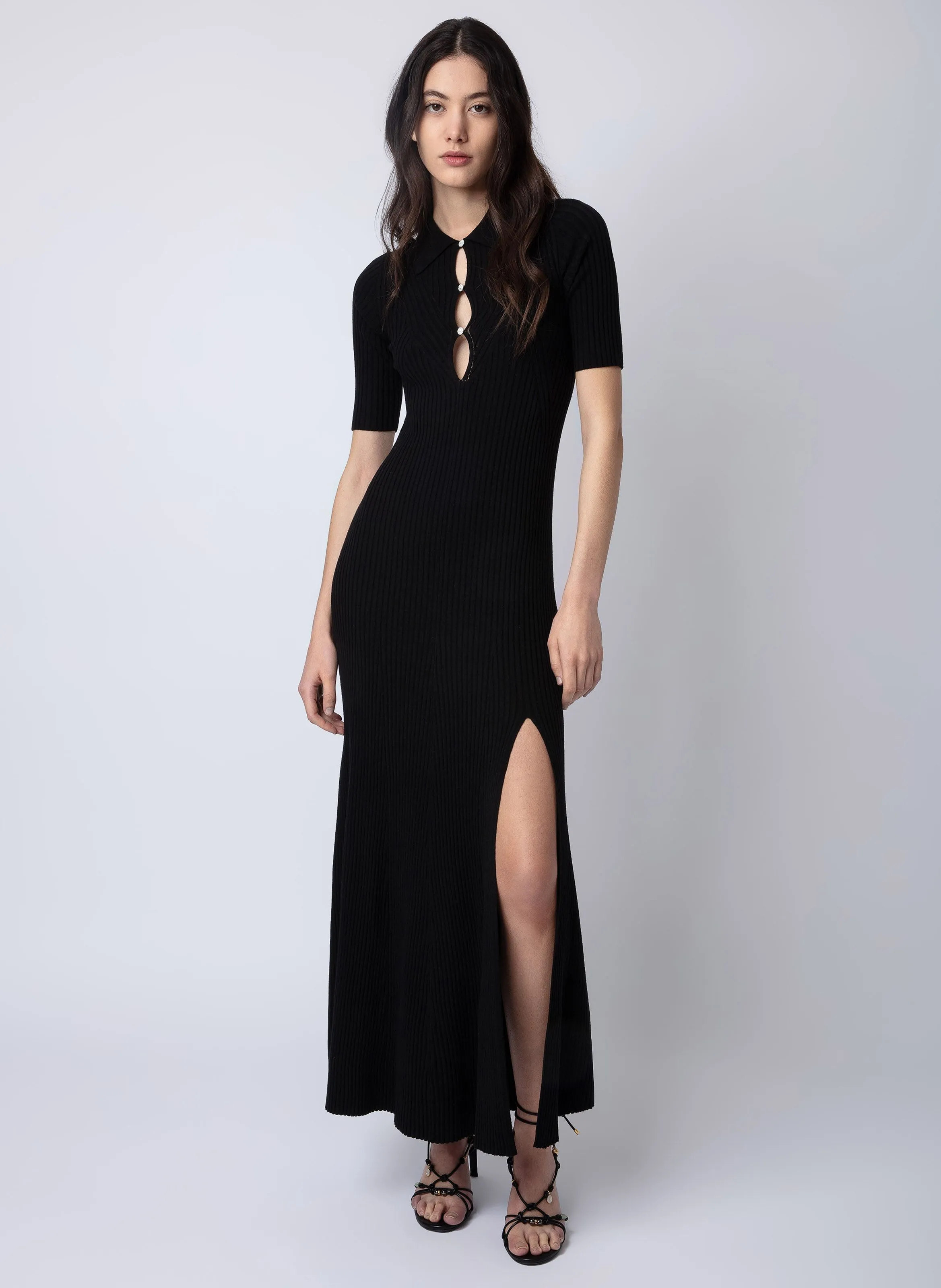 ROBE LONGUE AJUSTéE COL ROND EN LAINE MéLANGéE LYSA - ZADIG&VOLTAIRE pour FEMME | Printemps