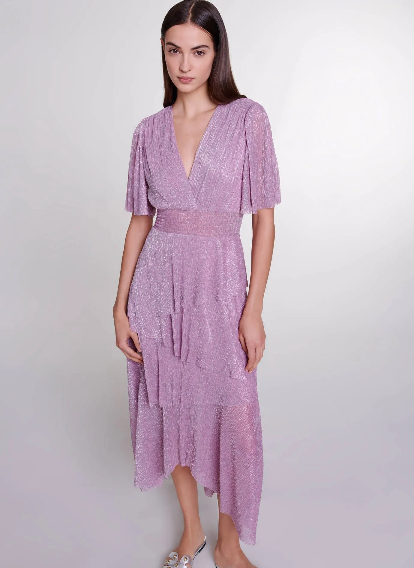 ROBE LONGUE DéCOLLETé V à EFFET SCINTILLANT - MAJE pour FEMME | Printemps