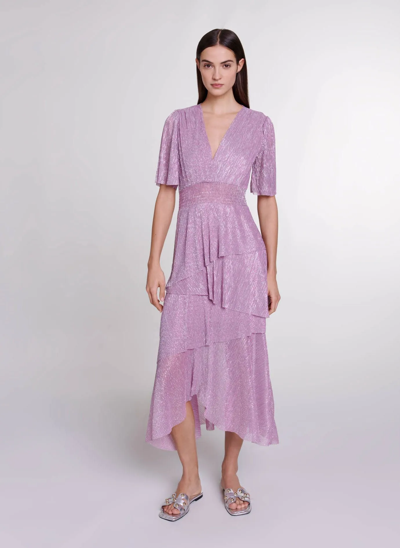 ROBE LONGUE DéCOLLETé V à EFFET SCINTILLANT - MAJE pour FEMME | Printemps