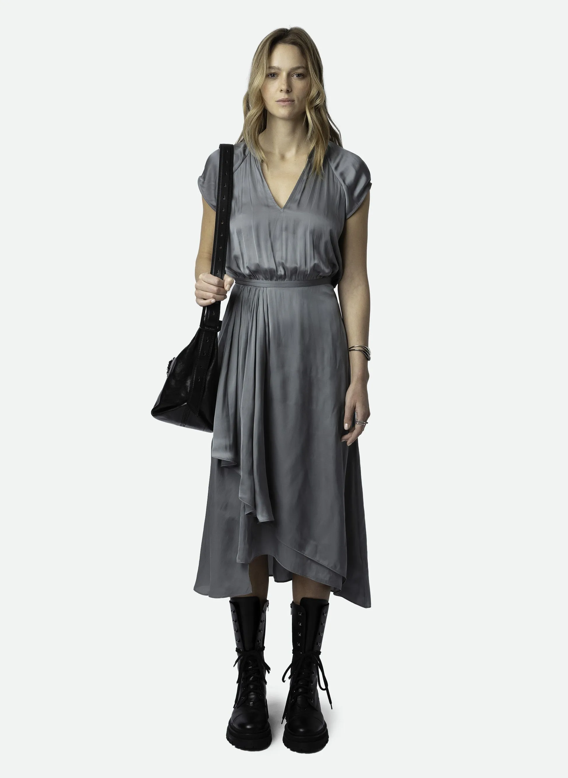 ROBE MIDI COL TUNISIEN EN SATIN RANDALL - ZADIG&VOLTAIRE pour FEMME | Printemps