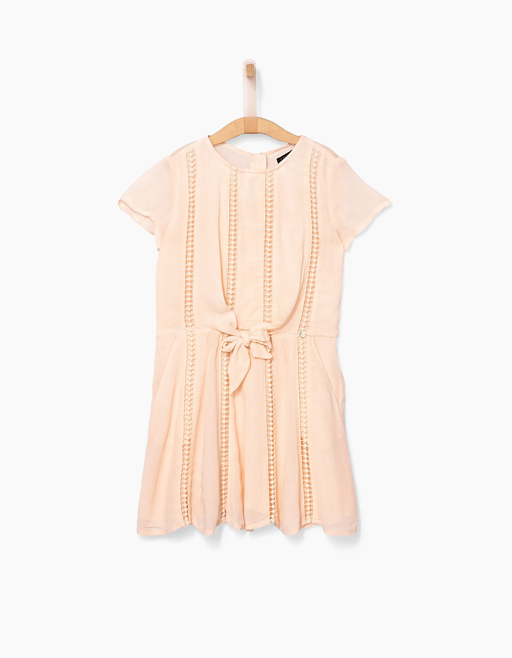 Robe rose poudré à jours échelle fantaisie fille